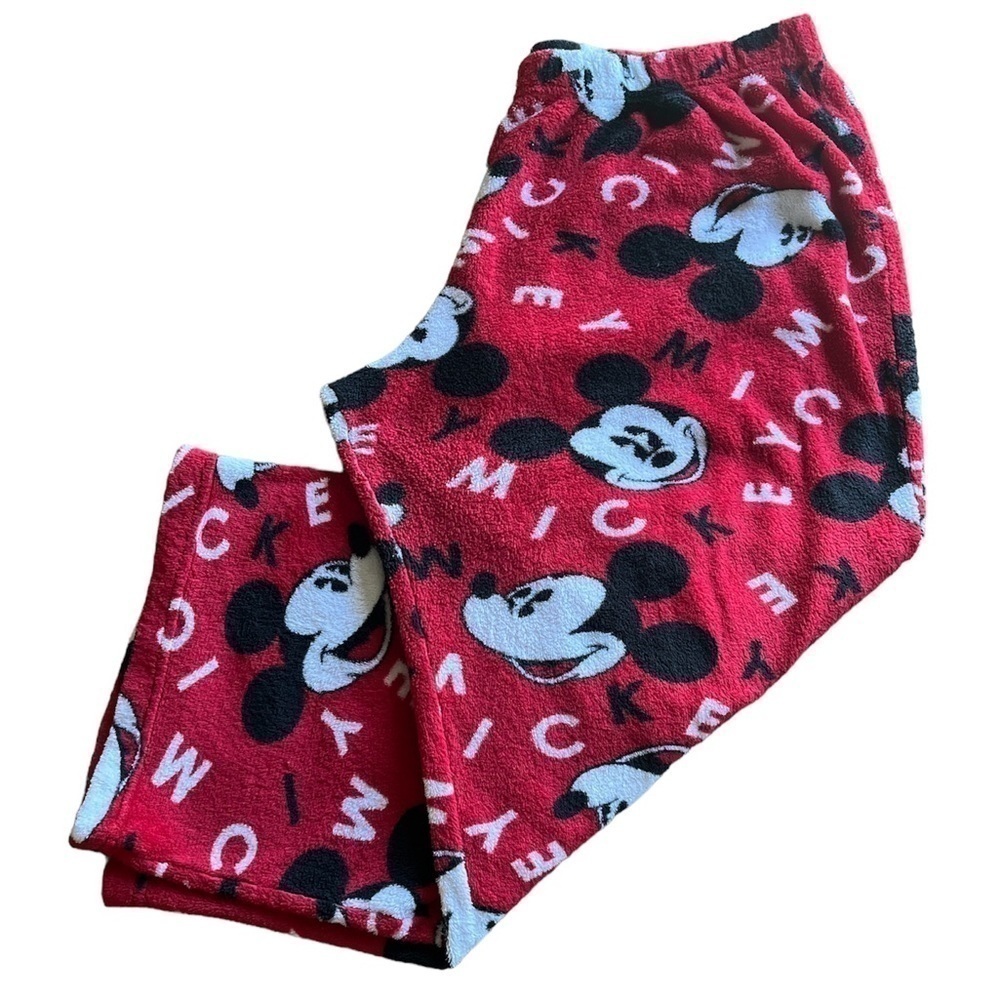 Disney red Mickey sleepwear size 2X crop pants fleece fabric elastic waistband